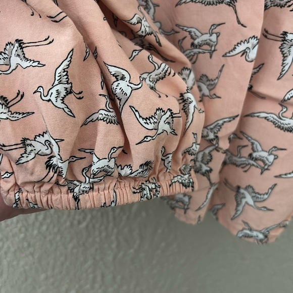 Women’s Ann Taylor Factory Top, Small, Pink, Crane Bird, Spring - Picture 4 of 7